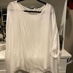 Flowy sheer white chiffon blouse